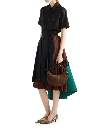 Prada Women's Arqué Nubuck Leather Shoulder Bag - Brown | Thumbnail 3 Prada Women's Arqué Nubuck Leather Shoulder Bag - Brown | Thumbnail 3