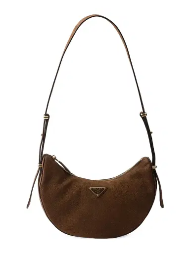 Prada Women's Arqué Nubuck Leather Shoulder Bag - Brown | Thumbnail 1 Prada Women's Arqué Nubuck Leather Shoulder Bag - Brown | Thumbnail 1