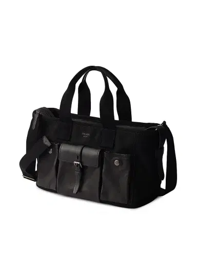 Prada Women's Route Canvas and Leather Tote Bag - Black | Thumbnail 2 Prada Women's Route Canvas and Leather Tote Bag - Black | Thumbnail 2