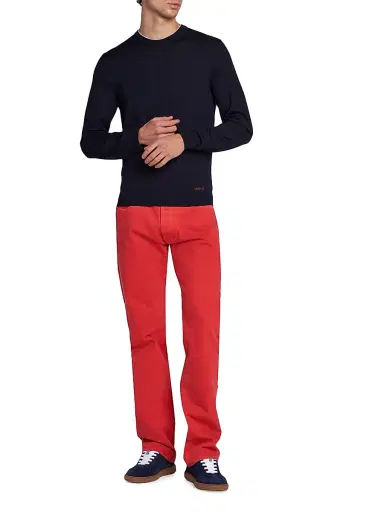 Versace Men's Wool Crewneck Sweater - Navy | Thumbnail 2 Versace Men's Wool Crewneck Sweater - Navy | Thumbnail 2