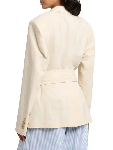 Dolce & Gabbana Women's Oversized Cotton-Linen Belted Blazer - Bianco Naturale | Thumbnail 5 Dolce & Gabbana Women's Oversized Cotton-Linen Belted Blazer - Bianco Naturale | Thumbnail 5