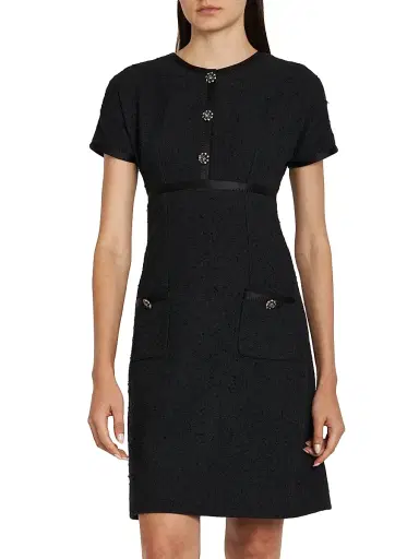 Dolce & Gabbana Women's Crystal-Button Tweed A-Line Minidress - Nero | Thumbnail 3 Dolce & Gabbana Women's Crystal-Button Tweed A-Line Minidress - Nero | Thumbnail 3