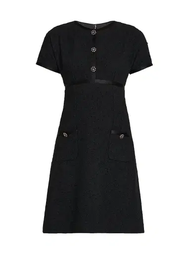 Dolce & Gabbana Women's Crystal-Button Tweed A-Line Minidress - Nero | Thumbnail 1 Dolce & Gabbana Women's Crystal-Button Tweed A-Line Minidress - Nero | Thumbnail 1