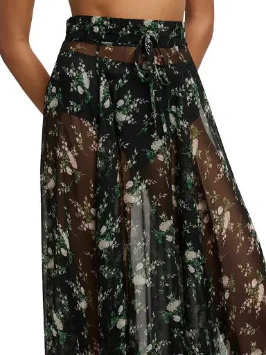 Dolce & Gabbana Women's Floral Silk Chiffon Maxi Skirt - Ros Fiorel Bco Fnero - Size 12 | Thumbnail 6 Dolce & Gabbana Women's Floral Silk Chiffon Maxi Skirt - Ros Fiorel Bco Fnero - Size 12 | Thumbnail 6