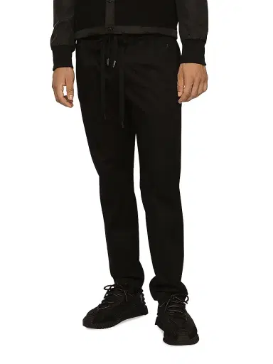 Dolce & Gabbana Men's Solid Stretch-Cotton Joggers - Black | Thumbnail 2 Dolce & Gabbana Men's Solid Stretch-Cotton Joggers - Black | Thumbnail 2