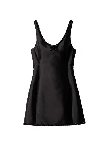 Miu Miu Women's Embroidered Silk and Wool Mini-Dress - Black | Thumbnail 1 Miu Miu Women's Embroidered Silk and Wool Mini-Dress - Black | Thumbnail 1