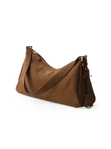 Prada Women's Aimee Nubuck Leather Shoulder Bag - Brown | Thumbnail 4 Prada Women's Aimee Nubuck Leather Shoulder Bag - Brown | Thumbnail 4