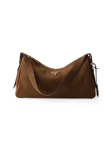 Prada Women's Aimee Nubuck Leather Shoulder Bag - Brown | Thumbnail 1 Prada Women's Aimee Nubuck Leather Shoulder Bag - Brown | Thumbnail 1
