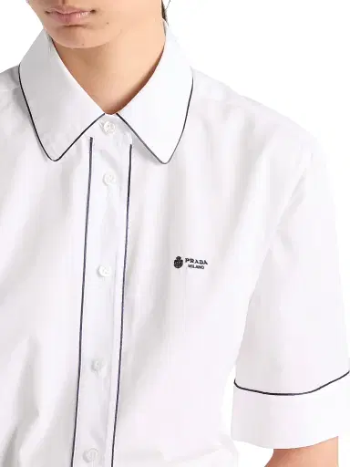 Prada Women's Short-Sleeved Poplin Shirt - White - Size 2 | Thumbnail 4 Prada Women's Short-Sleeved Poplin Shirt - White - Size 2 | Thumbnail 4