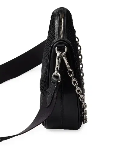 Prada Women's Re-Edition 2005 Mesh and Brushed Leather Shoulder Bag - Black | Thumbnail 7 Prada Women's Re-Edition 2005 Mesh and Brushed Leather Shoulder Bag - Black | Thumbnail 7