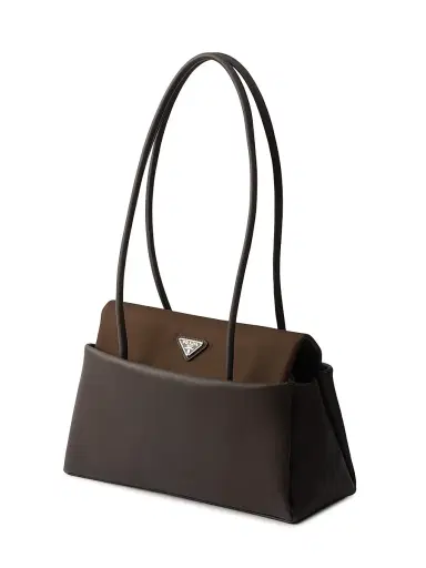 Prada Women's Passage Leather Shoulder Bag with Nylon Flap - Brown | Thumbnail 4 Prada Women's Passage Leather Shoulder Bag with Nylon Flap - Brown | Thumbnail 4