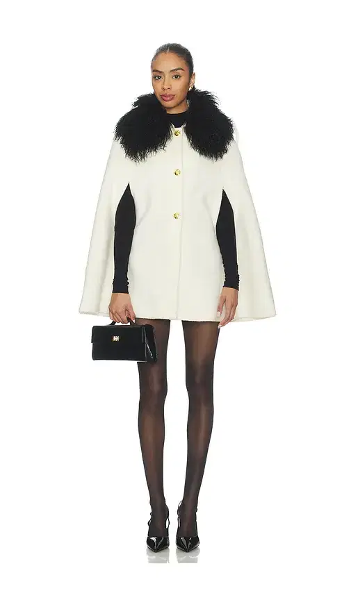 Serina Cashmere Shearling Cape Coat Serina Cashmere Shearling Cape Coat
