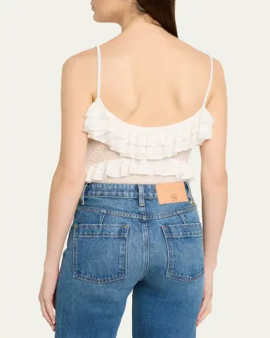 Ulla Johnson Bania Ruffled Pointelle Knit Bodysuit | Thumbnail 3 Ulla Johnson Bania Ruffled Pointelle Knit Bodysuit | Thumbnail 3