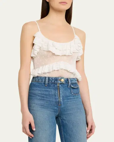 Ulla Johnson Bania Ruffled Pointelle Knit Bodysuit | Thumbnail 4 Ulla Johnson Bania Ruffled Pointelle Knit Bodysuit | Thumbnail 4