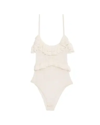 Ulla Johnson Bania Ruffled Pointelle Knit Bodysuit | Thumbnail 1 Ulla Johnson Bania Ruffled Pointelle Knit Bodysuit | Thumbnail 1