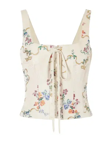 McQueen Floral-print Crepe Corset Top | Thumbnail 1 McQueen Floral-print Crepe Corset Top | Thumbnail 1