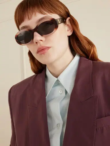 CELINE Eyewear Triomphe Oval-frame Tortoiseshell Acetate Sunglasses | Thumbnail 2 CELINE Eyewear Triomphe Oval-frame Tortoiseshell Acetate Sunglasses | Thumbnail 2