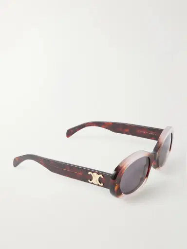 CELINE Eyewear Triomphe Oval-frame Tortoiseshell Acetate Sunglasses | Thumbnail 3 CELINE Eyewear Triomphe Oval-frame Tortoiseshell Acetate Sunglasses | Thumbnail 3