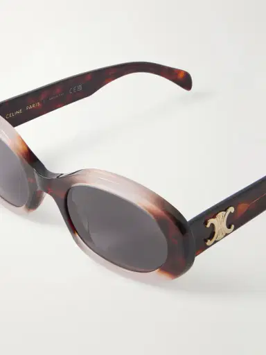 CELINE Eyewear Triomphe Oval-frame Tortoiseshell Acetate Sunglasses | Thumbnail 4 CELINE Eyewear Triomphe Oval-frame Tortoiseshell Acetate Sunglasses | Thumbnail 4