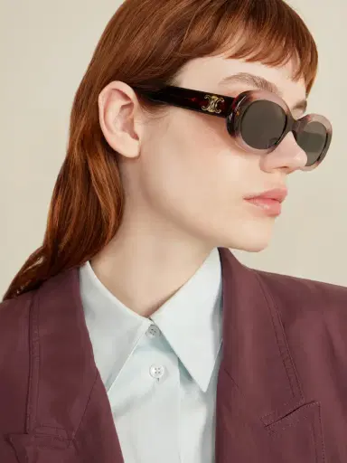 CELINE Eyewear Triomphe Oval-frame Tortoiseshell Acetate Sunglasses | Thumbnail 5 CELINE Eyewear Triomphe Oval-frame Tortoiseshell Acetate Sunglasses | Thumbnail 5