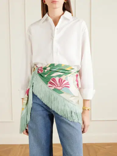 La DoubleJ Fringed Printed Silk-twill Scarf | Thumbnail 2 La DoubleJ Fringed Printed Silk-twill Scarf | Thumbnail 2