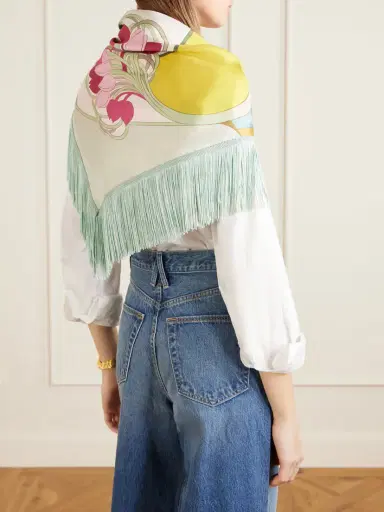 La DoubleJ Fringed Printed Silk-twill Scarf | Thumbnail 4 La DoubleJ Fringed Printed Silk-twill Scarf | Thumbnail 4
