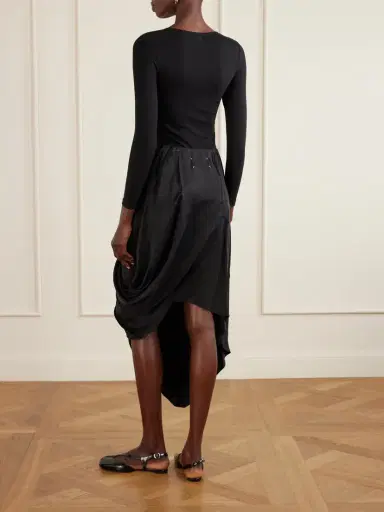 Maison Margiela Asymmetric Gathered Satin Midi Skirt | Thumbnail 4 Maison Margiela Asymmetric Gathered Satin Midi Skirt | Thumbnail 4