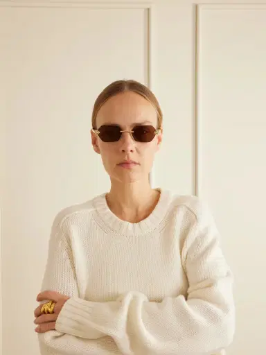 Cartier Eyewear Panthère De Cartier Rimless Hexagon-frame Gold-tone Sunglasses | Thumbnail 2 Cartier Eyewear Panthère De Cartier Rimless Hexagon-frame Gold-tone Sunglasses | Thumbnail 2