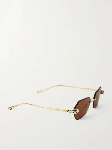 Cartier Eyewear Panthère De Cartier Rimless Hexagon-frame Gold-tone Sunglasses | Thumbnail 3 Cartier Eyewear Panthère De Cartier Rimless Hexagon-frame Gold-tone Sunglasses | Thumbnail 3