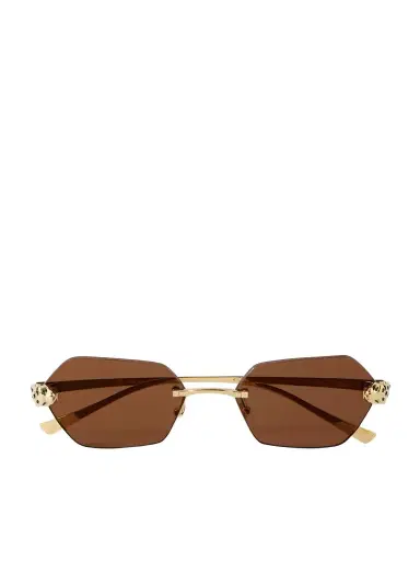 Cartier Eyewear Panthère De Cartier Rimless Hexagon-frame Gold-tone Sunglasses | Thumbnail 1 Cartier Eyewear Panthère De Cartier Rimless Hexagon-frame Gold-tone Sunglasses | Thumbnail 1