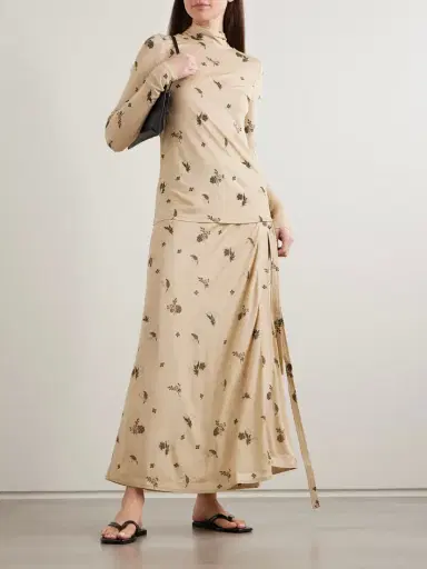 TOTEME Tie-detailed Draped Floral-print Jersey Top | Thumbnail 2 TOTEME Tie-detailed Draped Floral-print Jersey Top | Thumbnail 2