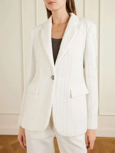 Brunello Cucinelli Cable-knit Cotton Blazer | Thumbnail 3 Brunello Cucinelli Cable-knit Cotton Blazer | Thumbnail 3