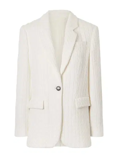 Brunello Cucinelli Cable-knit Cotton Blazer | Thumbnail 1 Brunello Cucinelli Cable-knit Cotton Blazer | Thumbnail 1