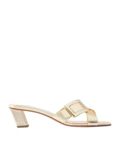 Roger Vivier 45 Buckled Metallic Leather Mules | Thumbnail 1 Roger Vivier 45 Buckled Metallic Leather Mules | Thumbnail 1