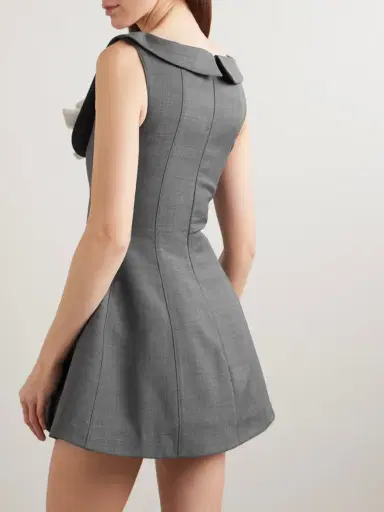 SHUSHU/TONG Bow-detailed Flannel Mini Dress | Thumbnail 3 SHUSHU/TONG Bow-detailed Flannel Mini Dress | Thumbnail 3