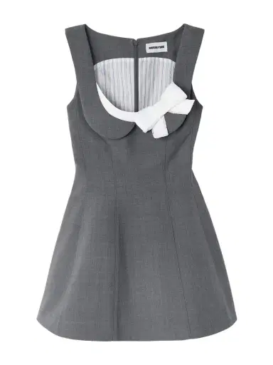 SHUSHU/TONG Bow-detailed Flannel Mini Dress | Thumbnail 1 SHUSHU/TONG Bow-detailed Flannel Mini Dress | Thumbnail 1