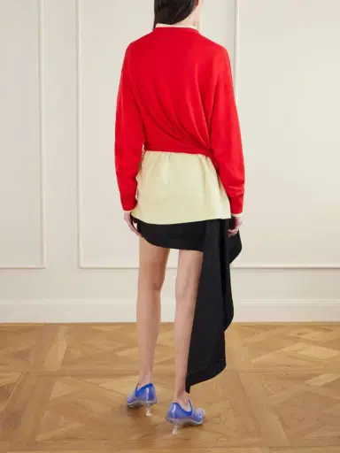 Loewe Asymmetric Draped Embroidered Wool-blend Sweater | Thumbnail 3 Loewe Asymmetric Draped Embroidered Wool-blend Sweater | Thumbnail 3
