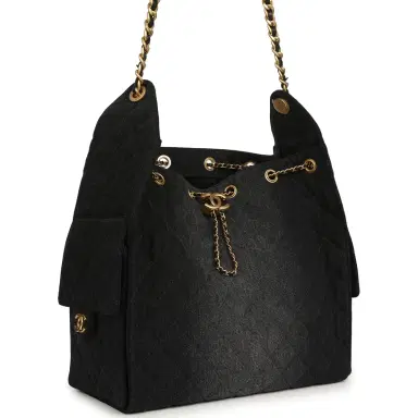 Chanel Chanel Medium 25 Hobo Bag Black Washed Denim Antique Gold Hardware | Thumbnail 2 Chanel Chanel Medium 25 Hobo Bag Black Washed Denim Antique Gold Hardware | Thumbnail 2