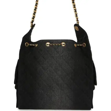 Chanel Chanel Medium 25 Hobo Bag Black Washed Denim Antique Gold Hardware | Thumbnail 4 Chanel Chanel Medium 25 Hobo Bag Black Washed Denim Antique Gold Hardware | Thumbnail 4