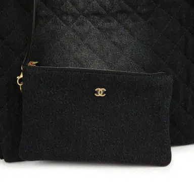 Chanel Chanel Medium 25 Hobo Bag Black Washed Denim Antique Gold Hardware | Thumbnail 8 Chanel Chanel Medium 25 Hobo Bag Black Washed Denim Antique Gold Hardware | Thumbnail 8