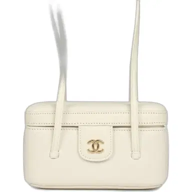 Chanel Chanel Preppy Coco Long Vanity with Straps White Shiny Caviar Brushed Gold Hardware | Thumbnail 1 Chanel Chanel Preppy Coco Long Vanity with Straps White Shiny Caviar Brushed Gold Hardware | Thumbnail 1