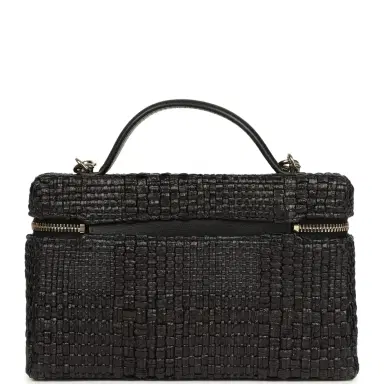 Chanel Chanel Top Handle Long Vanity Case with Chain Black Braided Raffia Light Gold Hardware | Thumbnail 4 Chanel Chanel Top Handle Long Vanity Case with Chain Black Braided Raffia Light Gold Hardware | Thumbnail 4