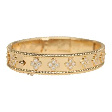 Van Cleef & Arpels Pre-owned Van Cleef & Arpels Medium Perlee Diamond Bracelet 18K Yellow Gold Hardware | Thumbnail 2 Van Cleef & Arpels Pre-owned Van Cleef & Arpels Medium Perlee Diamond Bracelet 18K Yellow Gold Hardware | Thumbnail 2