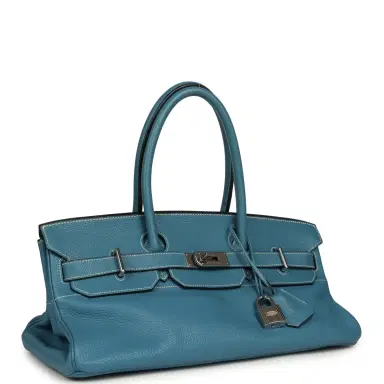 HERMÈS Vintage Hermes Shoulder Birkin 42 JPG Blue Jean Clemence Palladium Hardware | Thumbnail 2 HERMÈS Vintage Hermes Shoulder Birkin 42 JPG Blue Jean Clemence Palladium Hardware | Thumbnail 2