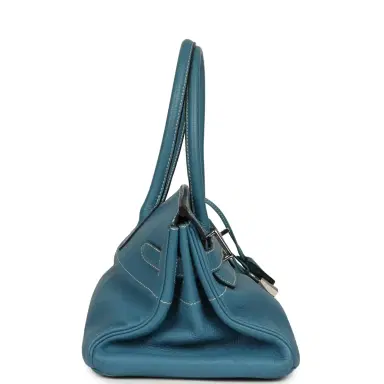 HERMÈS Vintage Hermes Shoulder Birkin 42 JPG Blue Jean Clemence Palladium Hardware | Thumbnail 3 HERMÈS Vintage Hermes Shoulder Birkin 42 JPG Blue Jean Clemence Palladium Hardware | Thumbnail 3
