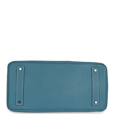 HERMÈS Vintage Hermes Shoulder Birkin 42 JPG Blue Jean Clemence Palladium Hardware | Thumbnail 6 HERMÈS Vintage Hermes Shoulder Birkin 42 JPG Blue Jean Clemence Palladium Hardware | Thumbnail 6