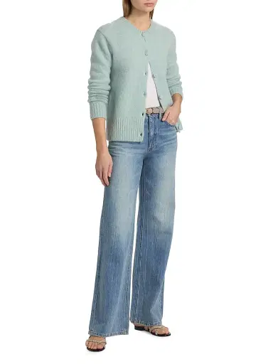 The Elder Statesman Women's Indie Alpaca-Blend Cardigan - Misty Blue | Thumbnail 2 The Elder Statesman Women's Indie Alpaca-Blend Cardigan - Misty Blue | Thumbnail 2