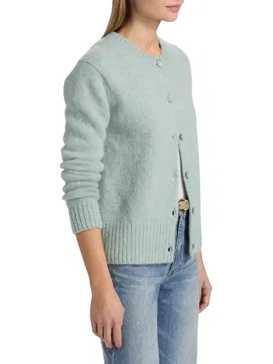 The Elder Statesman Women's Indie Alpaca-Blend Cardigan - Misty Blue | Thumbnail 4 The Elder Statesman Women's Indie Alpaca-Blend Cardigan - Misty Blue | Thumbnail 4