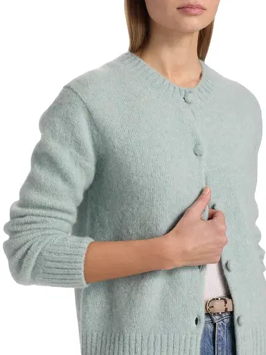 The Elder Statesman Women's Indie Alpaca-Blend Cardigan - Misty Blue | Thumbnail 6 The Elder Statesman Women's Indie Alpaca-Blend Cardigan - Misty Blue | Thumbnail 6
