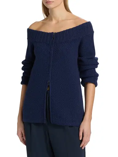 The Elder Statesman Women's Rosie Cashmere Off-the-Shoulder Cardigan - Twilight | Thumbnail 3 The Elder Statesman Women's Rosie Cashmere Off-the-Shoulder Cardigan - Twilight | Thumbnail 3